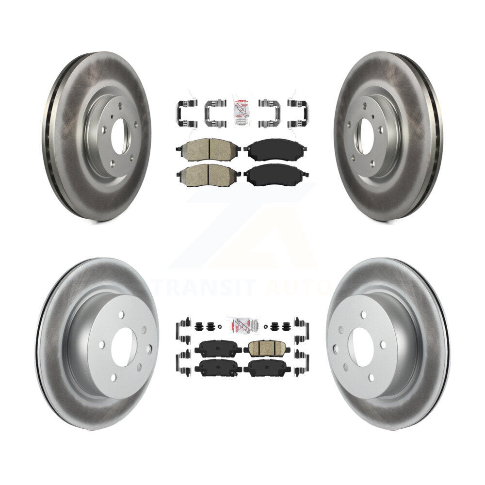 Front Semi-Metallic Rear Ceramic Pad Coat Brake Rotors Kit For INFINITI G37 EX35 G35 QX50 KGA-102145