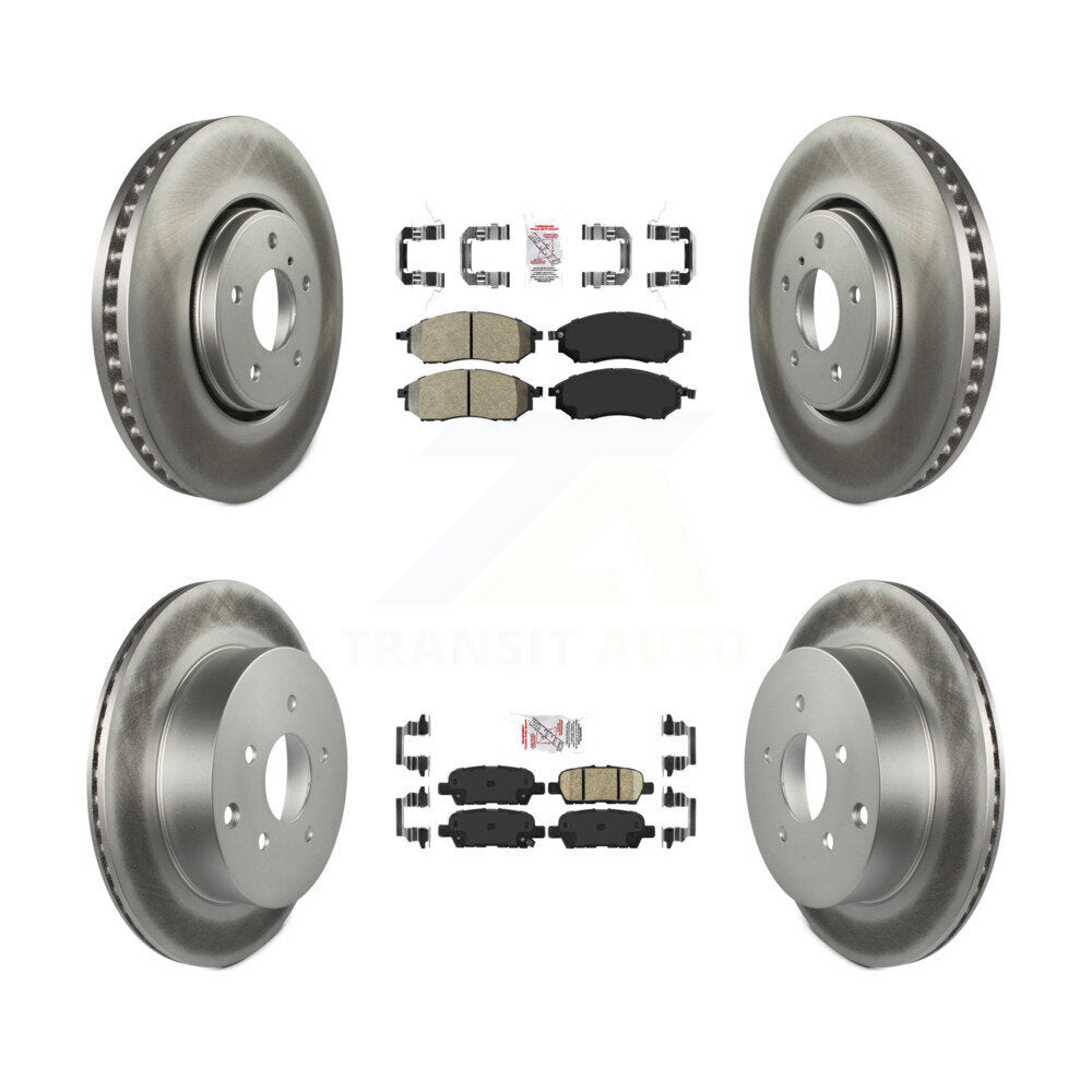 Front Semi-Metallic Rear Ceramic Pad & Coated Brake Rotor Kit For INFINITI FX35 FX37 FX45 KGA-102184