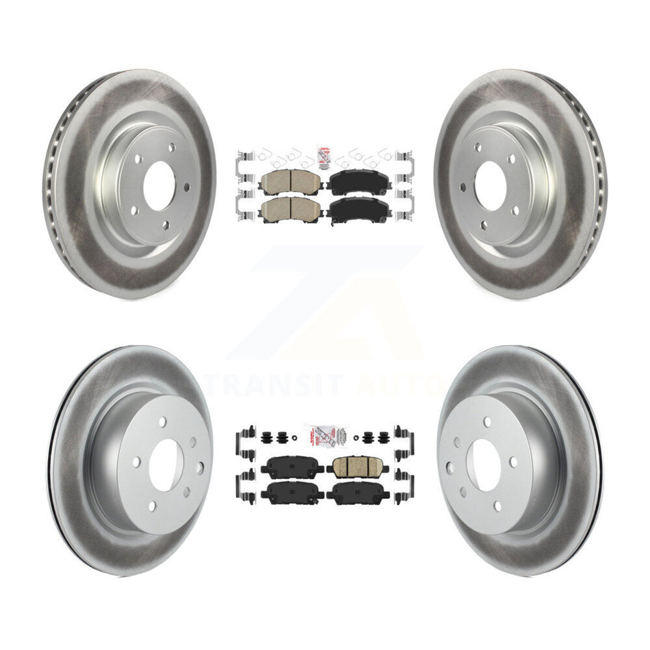 Front Rear Ceramic Pads And Coated Disc Brake Rotors Kit For 2016-2017 INFINITI QX50 KGA-102196