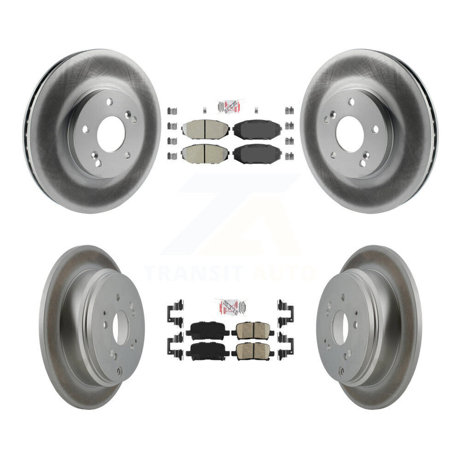Front Semi-Metallic Rear Ceramic Pad & Coated Brake Rotor Kit For 2002-2004 Honda Odyssey KGA-102246