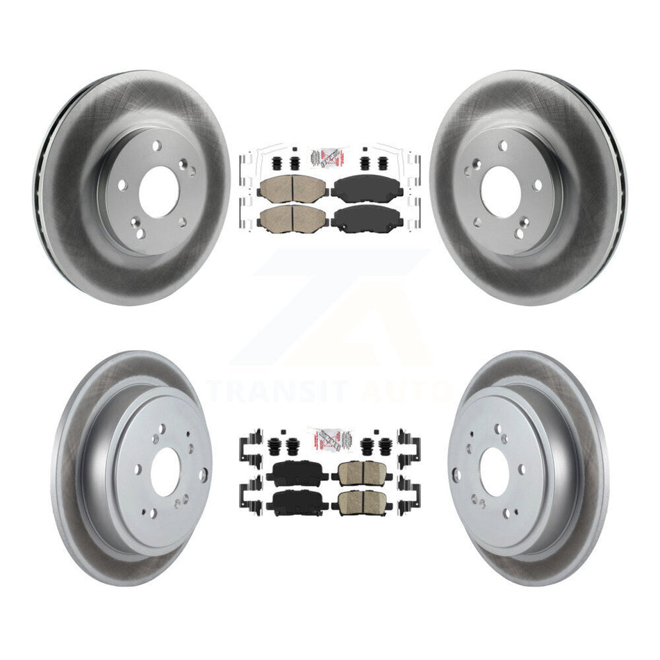 Front Rear Ceramic Pads And Coated Disc Brake Rotors Kit For 2003-2008 Honda Pilot KGA-102248