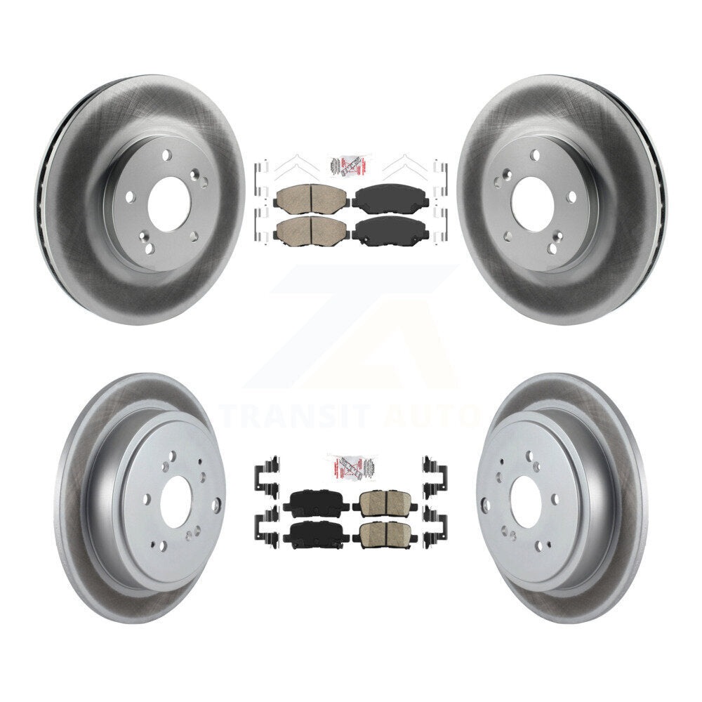 Front Rear Ceramic Pads And Coated Disc Brake Rotors Kit For 2003-2008 Honda Pilot KGA-102249