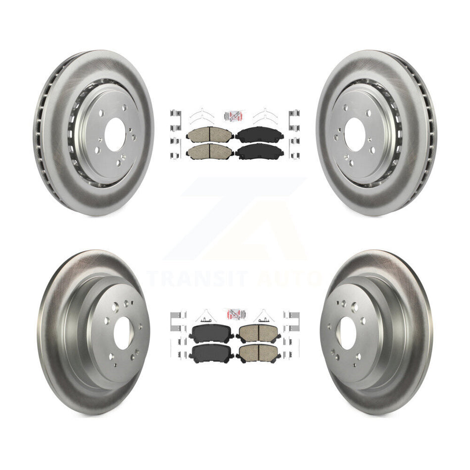 Front Rear Ceramic Pads And Coated Disc Brake Rotors Kit For 2014-2016 Acura MDX KGA-102256