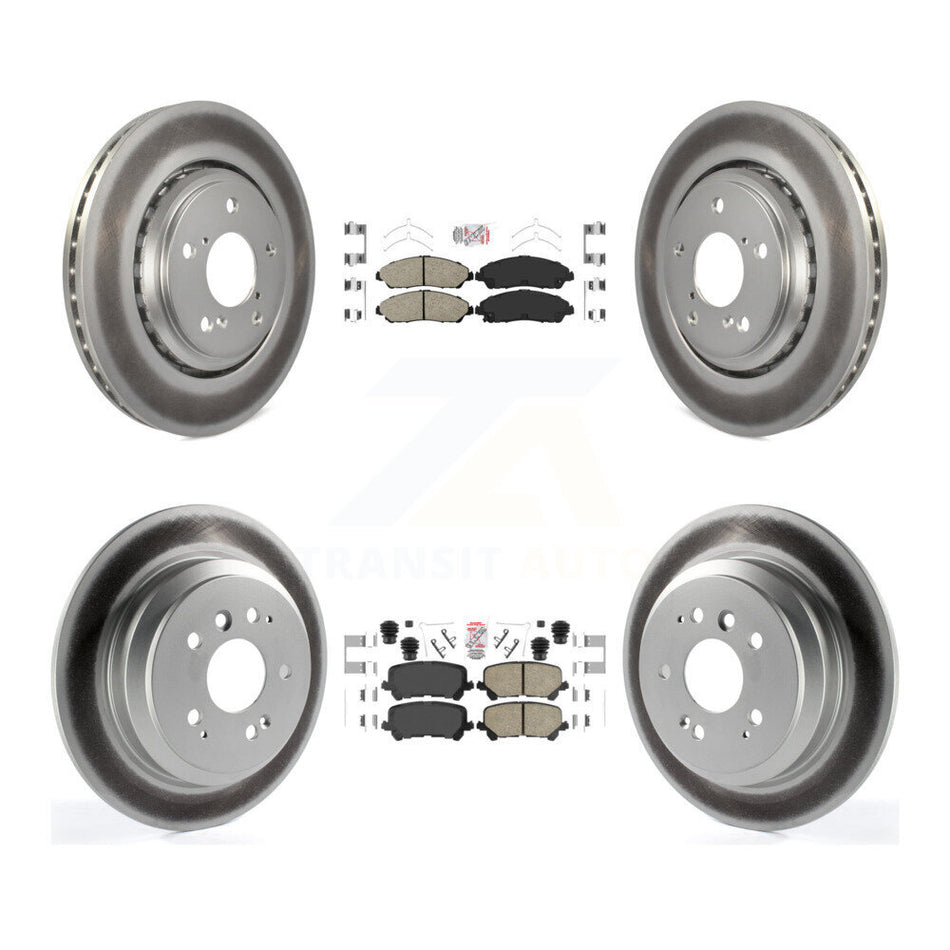 Front Rear Ceramic Pads And Coated Disc Brake Rotors Kit For Honda Pilot Ridgeline KGA-102258
