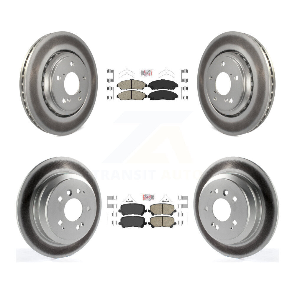 Front Rear Ceramic Pads And Coated Disc Brake Rotors Kit For Honda Pilot Ridgeline KGA-102260