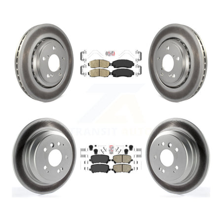 Front Rear Ceramic Pads And Coated Disc Brake Rotors Kit For 2019-2024 Honda Passport KGA-102261