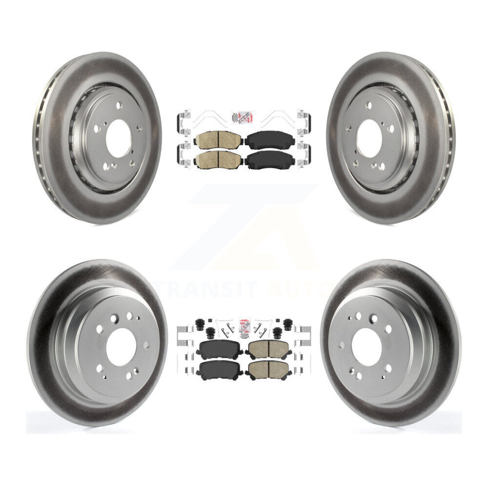 Front Rear Ceramic Pads And Coated Disc Brake Rotors Kit For 2019-2024 Honda Passport KGA-102261