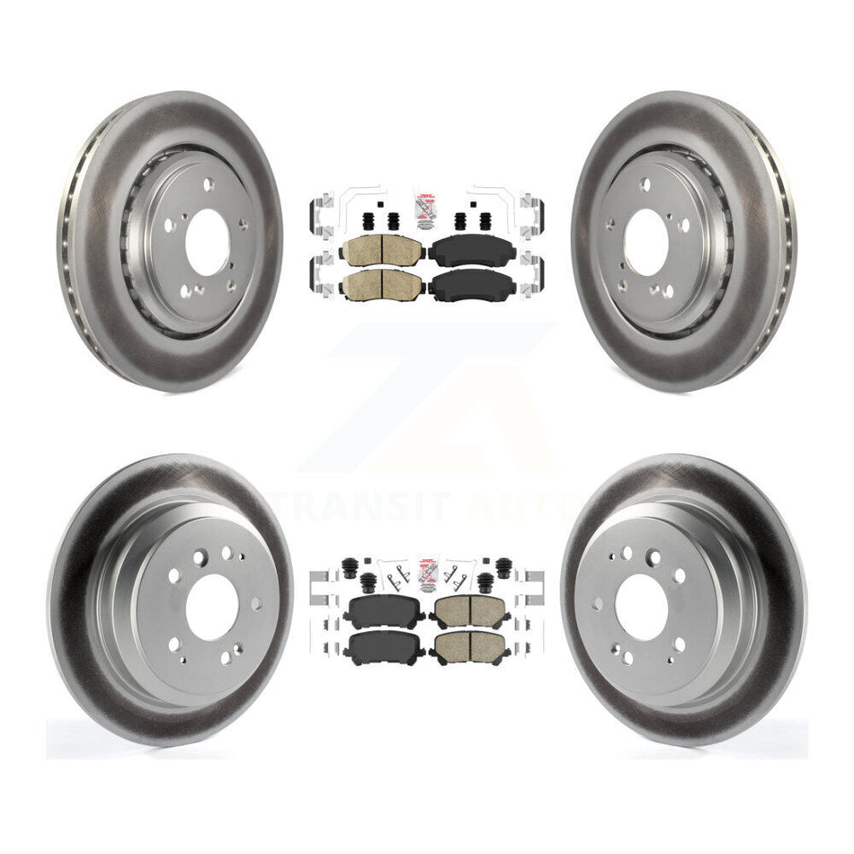 Front Rear Ceramic Pads And Coated Disc Brake Rotors Kit For 2019-2024 Honda Passport KGA-102262