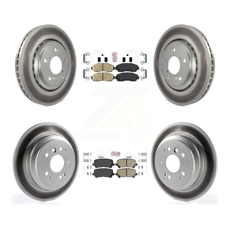 Front Rear Ceramic Pads And Coated Disc Brake Rotors Kit For 2019-2024 Honda Passport KGA-102264