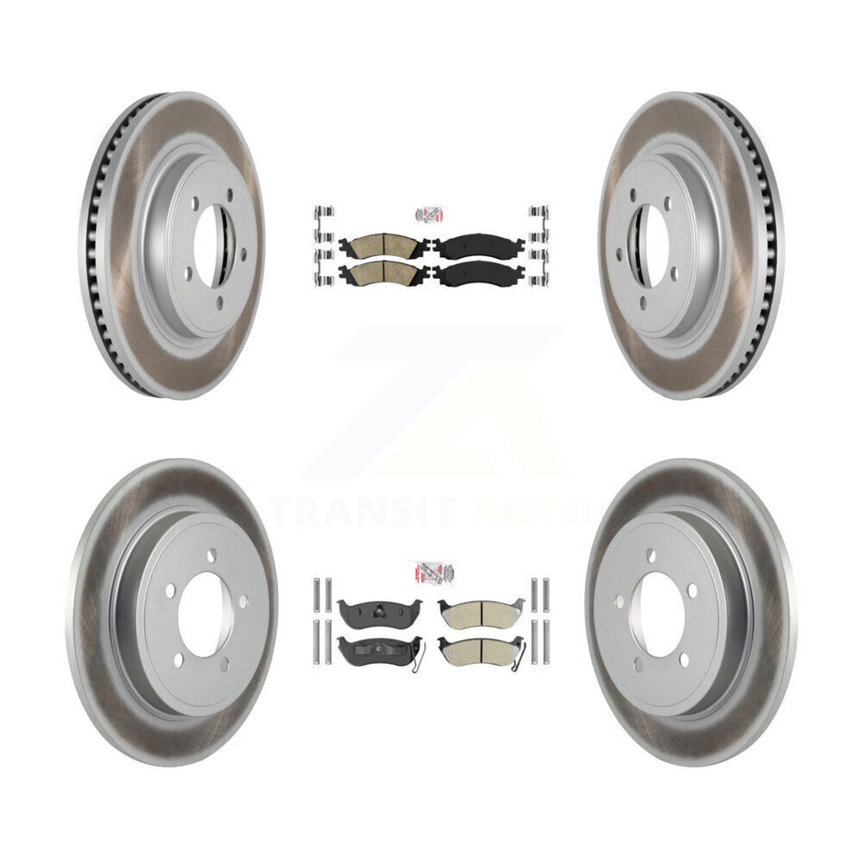 Front Ceramic Rear Semi-Metallic Pad Coated Brake Rotors Kit For Ford Explorer Sport Trac KGA-102282