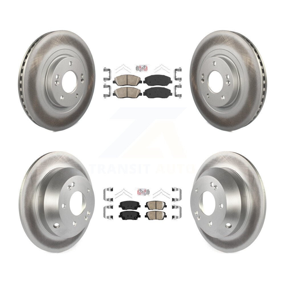 Front Rear Ceramic Pads And Coated Disc Brake Rotors Kit For Hyundai Santa Fe XL KGA-102290