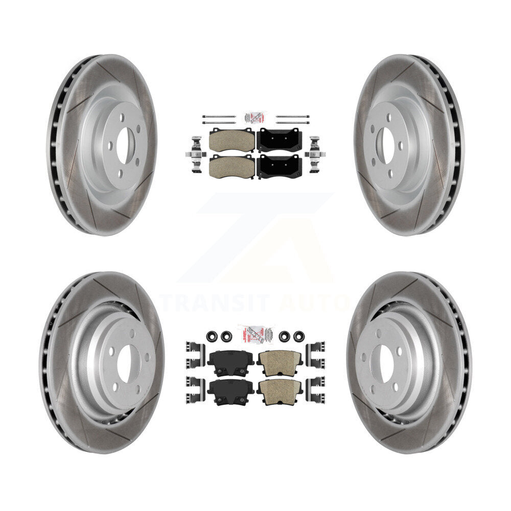 Front Semi-Metallic Rear Ceramic Pads And Coated Disc Brake Rotors Kit For Dodge Charger KGA-102363