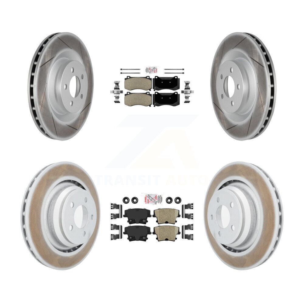 Front Semi-Metallic Rear Ceramic Pads And Coated Disc Brake Rotors Kit For Dodge Charger KGA-102365