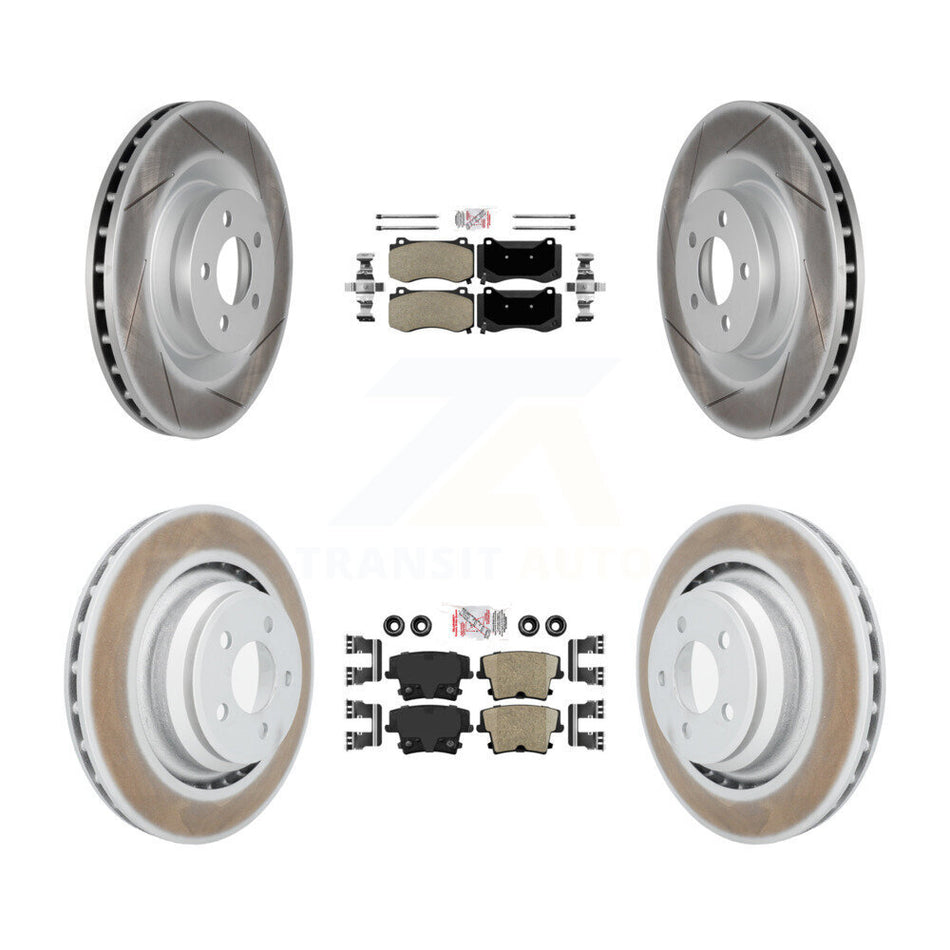 Front Semi-Metallic Rear Ceramic Pads And Coated Disc Brake Rotors Kit For Dodge Charger KGA-102365