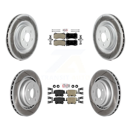 Front Semi-Metallic Rear Ceramic Pads And Coated Disc Brake Rotors Kit For Dodge Charger KGA-102367