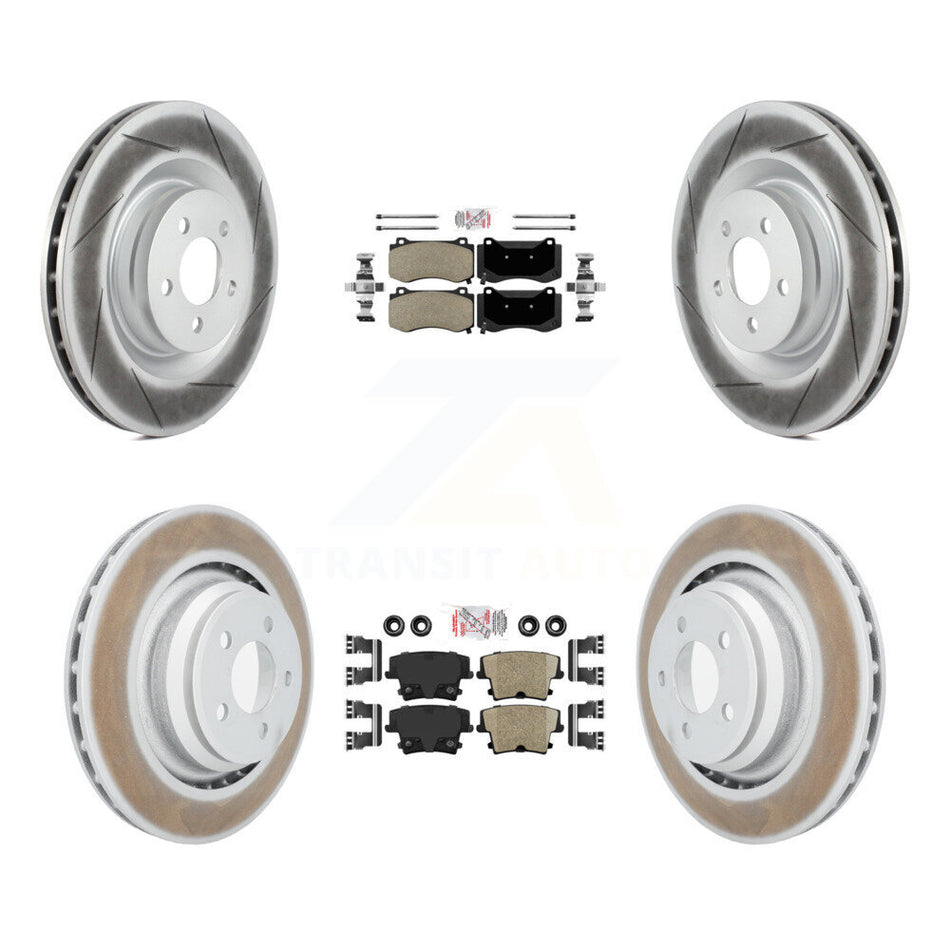 Front Semi-Metallic Rear Ceramic Pads And Coated Disc Brake Rotors Kit For Dodge Charger KGA-102369