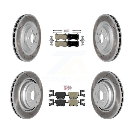 Front Semi-Metallic Rear Ceramic Pads And Coated Disc Brake Rotors Kit For Dodge Charger KGA-102374