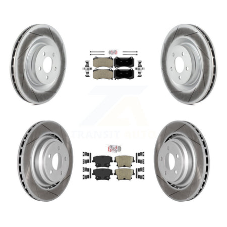 Front Semi-Metallic Rear Ceramic Pads And Coated Disc Brake Rotors Kit For Dodge Charger KGA-102378