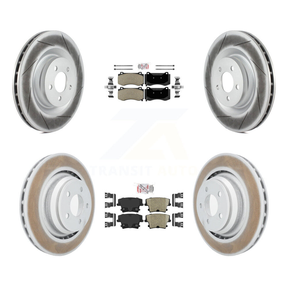 Front Semi-Metallic Rear Ceramic Pads And Coated Disc Brake Rotors Kit For Dodge Charger KGA-102380