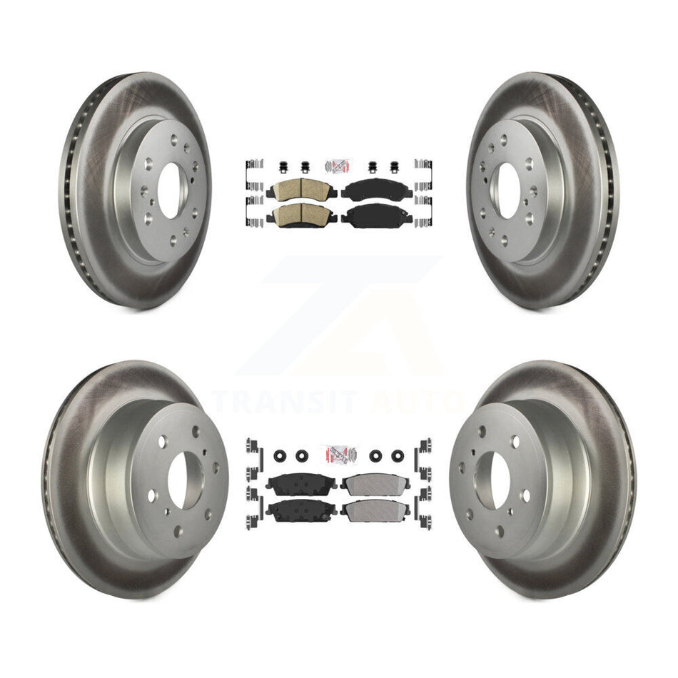 Front Ceramic Rear Semi-Metallic Pad Coated Brake Rotor Kit For Chevrolet GMC Sierra 1500 KGA-102390