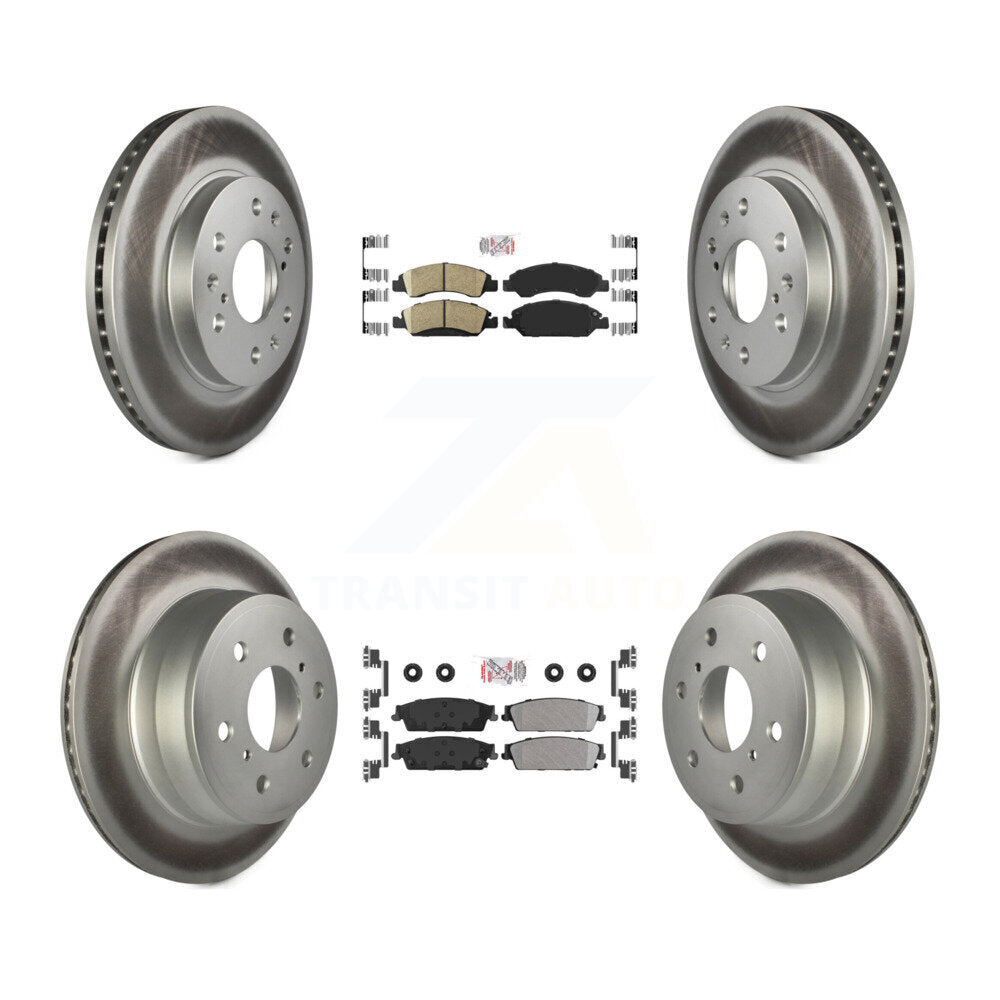 Front Ceramic Rear Semi-Metallic Pad Coated Brake Rotor Kit For Chevrolet GMC Sierra 1500 KGA-102392