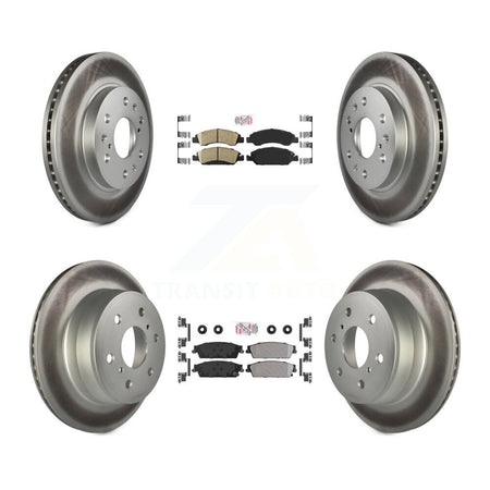 Front Ceramic Rear Semi-Metallic Pad Coated Brake Rotor Kit For Chevrolet GMC Sierra 1500 KGA-102392