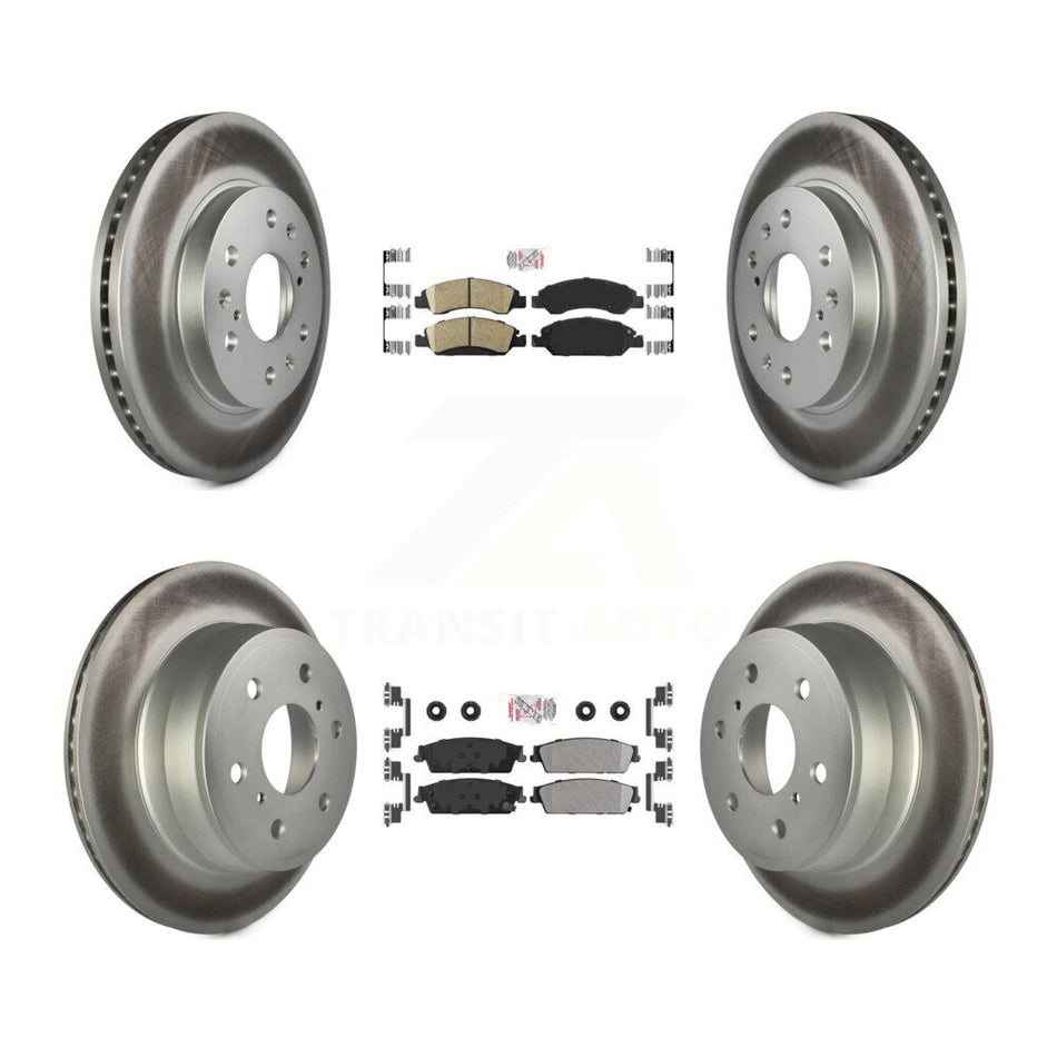 Front Ceramic Rear Semi-Metallic Pad Coated Brake Rotor Kit For Chevrolet GMC Sierra 1500 KGA-102392