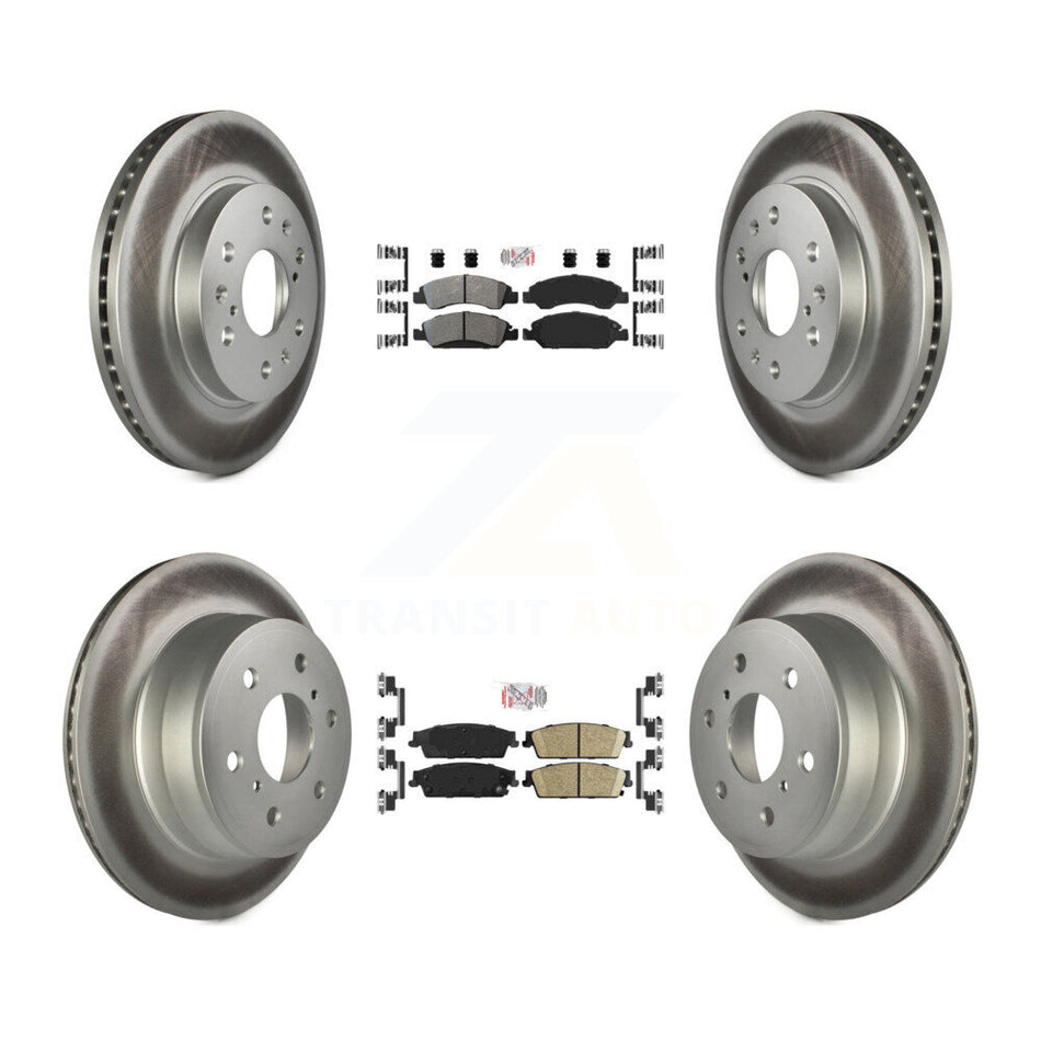 Front Semi-Metallic Rear Ceramic Pad Coated Brake Rotor Kit For Chevrolet GMC Sierra 1500 KGA-102394