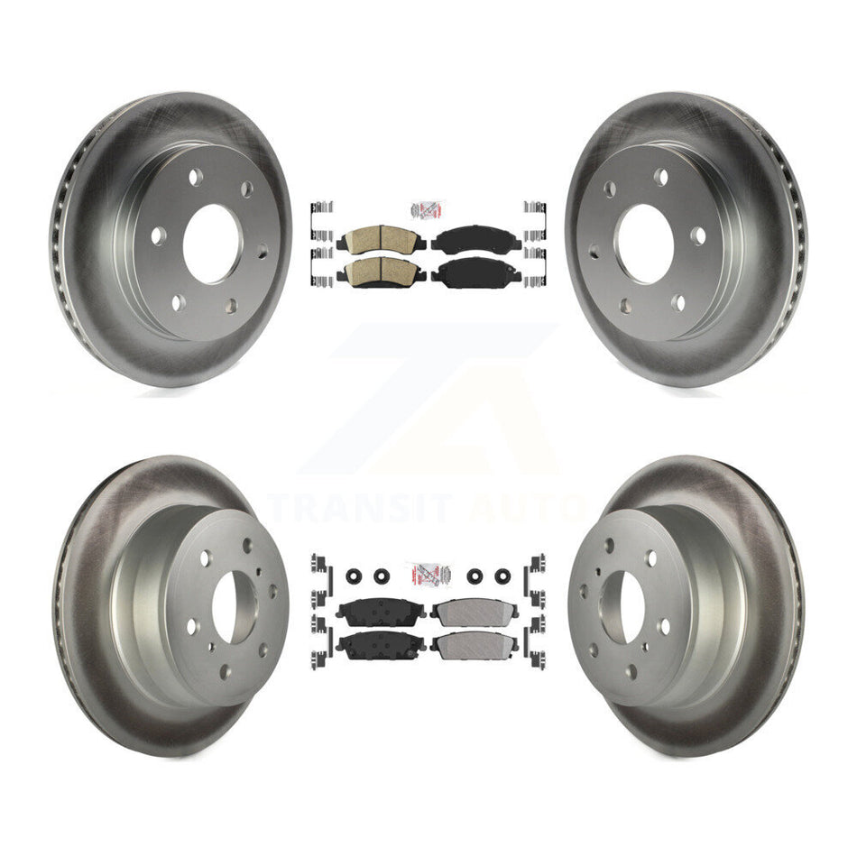 Front Ceramic Rear Semi-Metallic Pad And Coated Disc Brake Rotors Kit For GMC Sierra 1500 KGA-102402