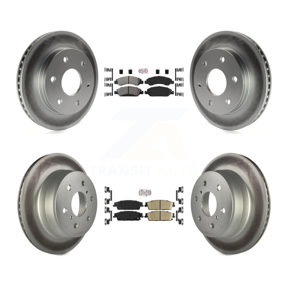 Front Semi-Metallic Rear Ceramic Pad And Coated Disc Brake Rotors Kit For GMC Sierra 1500 KGA-102404
