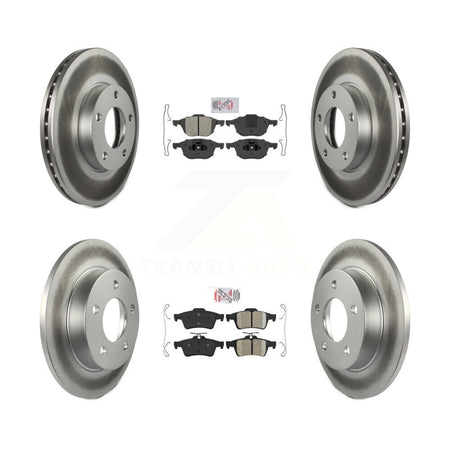 Front Semi-Metallic Rear Ceramic Pads And Coated Disc Brake Rotors Kit For Mazda 3 Sport KGA-102433