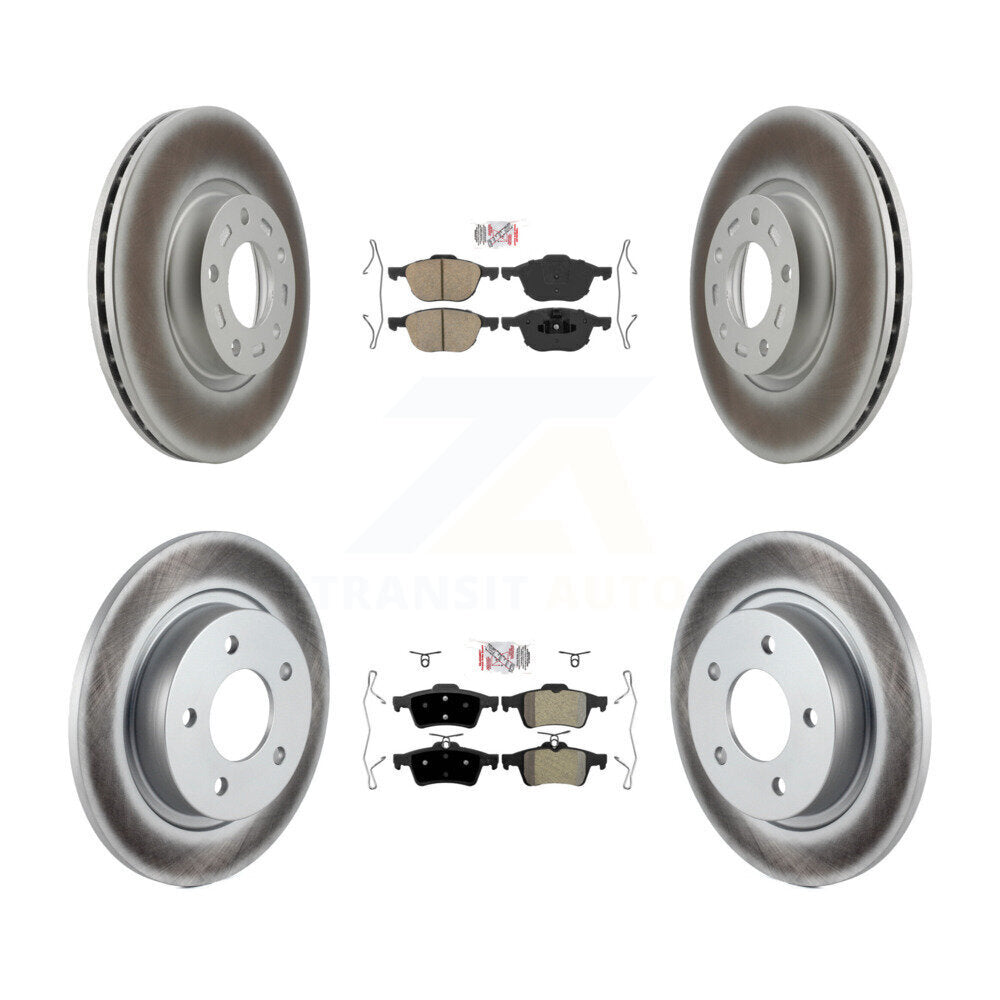 Front Ceramic Rear Semi-Metallic Pads And Coated Disc Brake Rotors Kit For Mazda 3 Sport KGA-102446