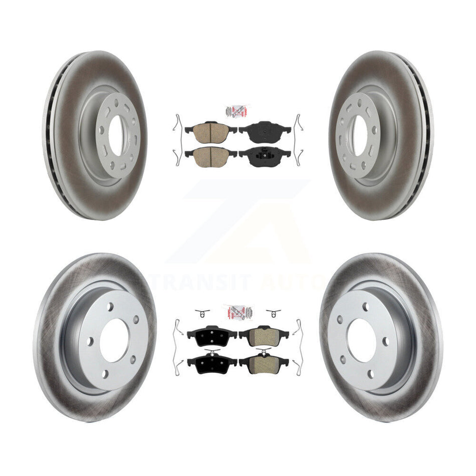 Front Ceramic Rear Semi-Metallic Pads And Coated Disc Brake Rotors Kit For Mazda 3 Sport KGA-102446