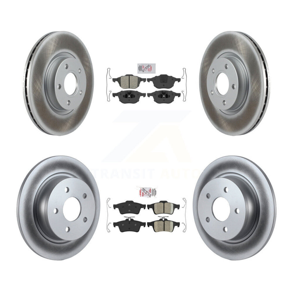 Front Semi-Metallic Rear Ceramic Pad & Coated Disc Brake Rotors Kit For Ford Escape C-Max KGA-102448