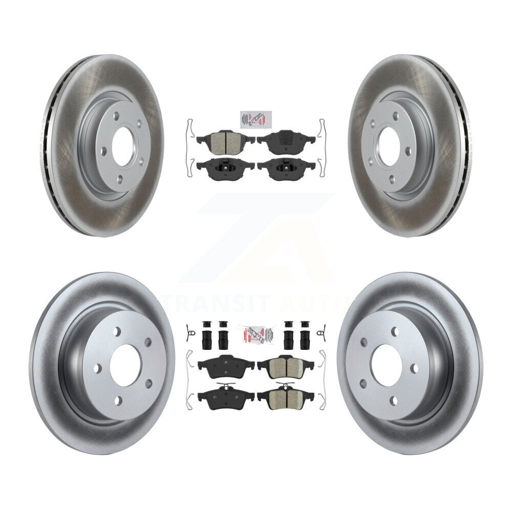 Front Semi-Metallic Rear Ceramic Pad & Coated Disc Brake Rotors Kit For Ford Escape C-Max KGA-102454