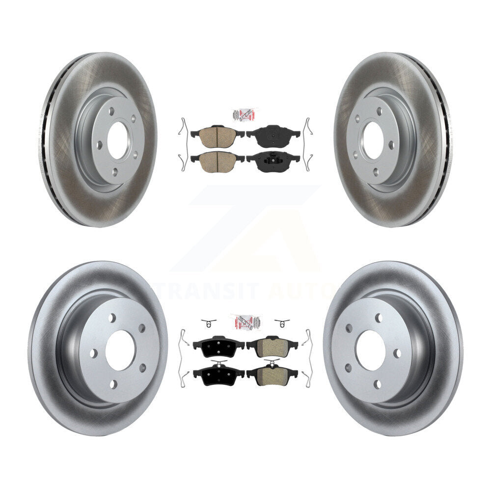 Front Ceramic Rear Semi-Metallic Pad & Coated Disc Brake Rotors Kit For Ford Escape C-Max KGA-102461
