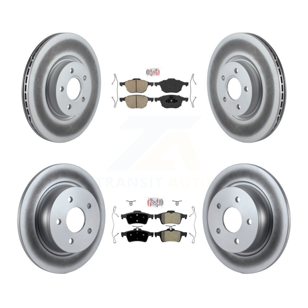 Front Ceramic Rear Semi-Metallic Pad Coated Disc Brake Rotor Kit For Ford Transit Connect KGA-102463