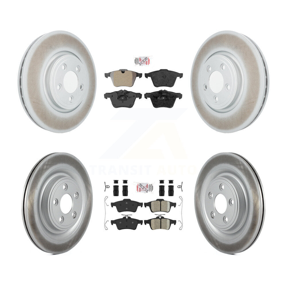 Front Semi-Metallic Rear Ceramic Pads And Coated Disc Brake Rotors Kit For Jaguar XF KGA-102484