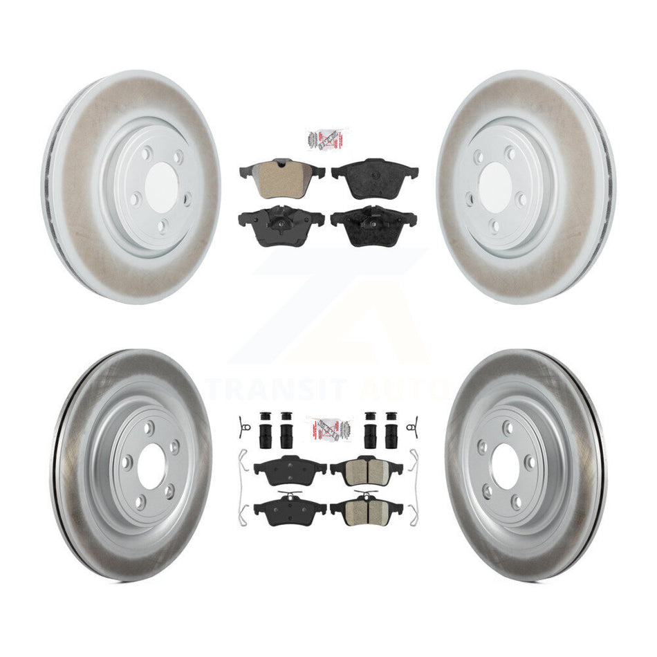 Front Semi-Metallic Rear Ceramic Pads And Coated Disc Brake Rotors Kit For Jaguar XF KGA-102484