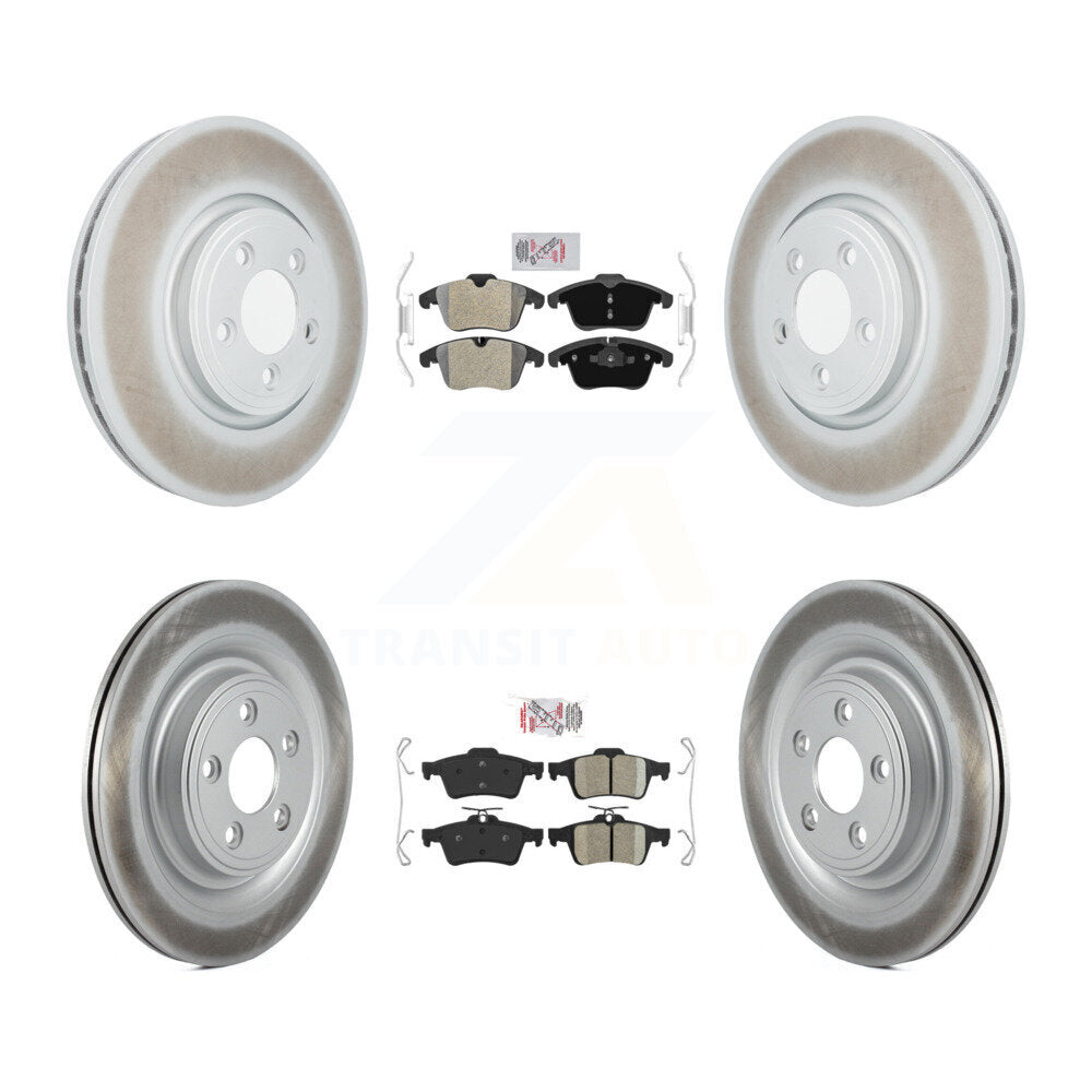Front Semi-Metallic Rear Ceramic Pad Coated Brake Rotors Kit For Jaguar XF XK Vanden Plas KGA-102510