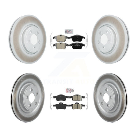 Front Semi-Metallic Rear Ceramic Pad Coated Brake Rotors Kit For Jaguar XF XK Vanden Plas KGA-102510