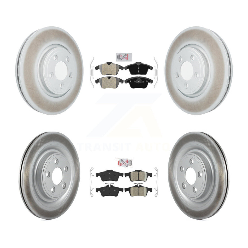 Front Semi-Metallic Rear Ceramic Pad Coated Brake Rotors Kit For Jaguar XF XK Vanden Plas KGA-102510