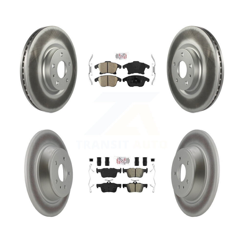 Front Ceramic Rear Semi-Metallic Pad & Coated Brake Rotor Kit For Ford Fusion Lincoln MKZ KGA-102521
