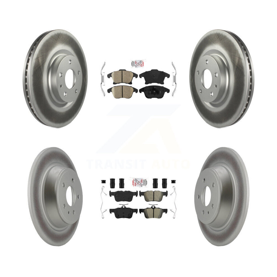 Front Ceramic Rear Semi-Metallic Pad & Coated Brake Rotor Kit For Ford Fusion Lincoln MKZ KGA-102521