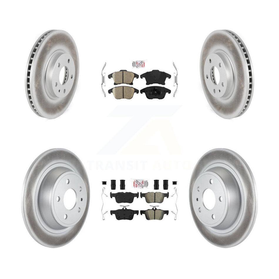 Front Ceramic Rear Semi-Metallic Pad & Coated Brake Rotor Kit For Ford Fusion Lincoln MKZ KGA-102523