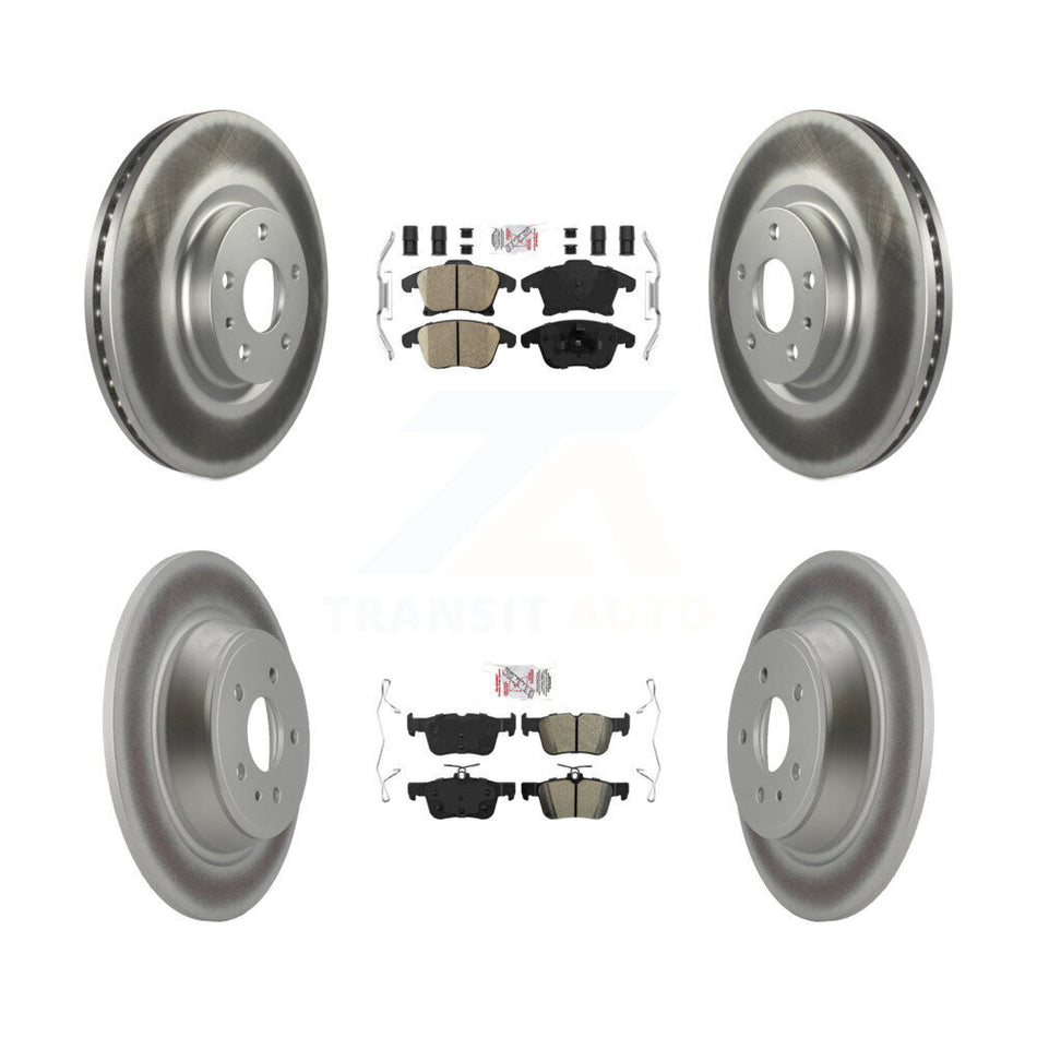Front Ceramic Rear Semi-Metallic Pad & Coated Brake Rotor Kit For Ford Fusion Lincoln MKZ KGA-102524