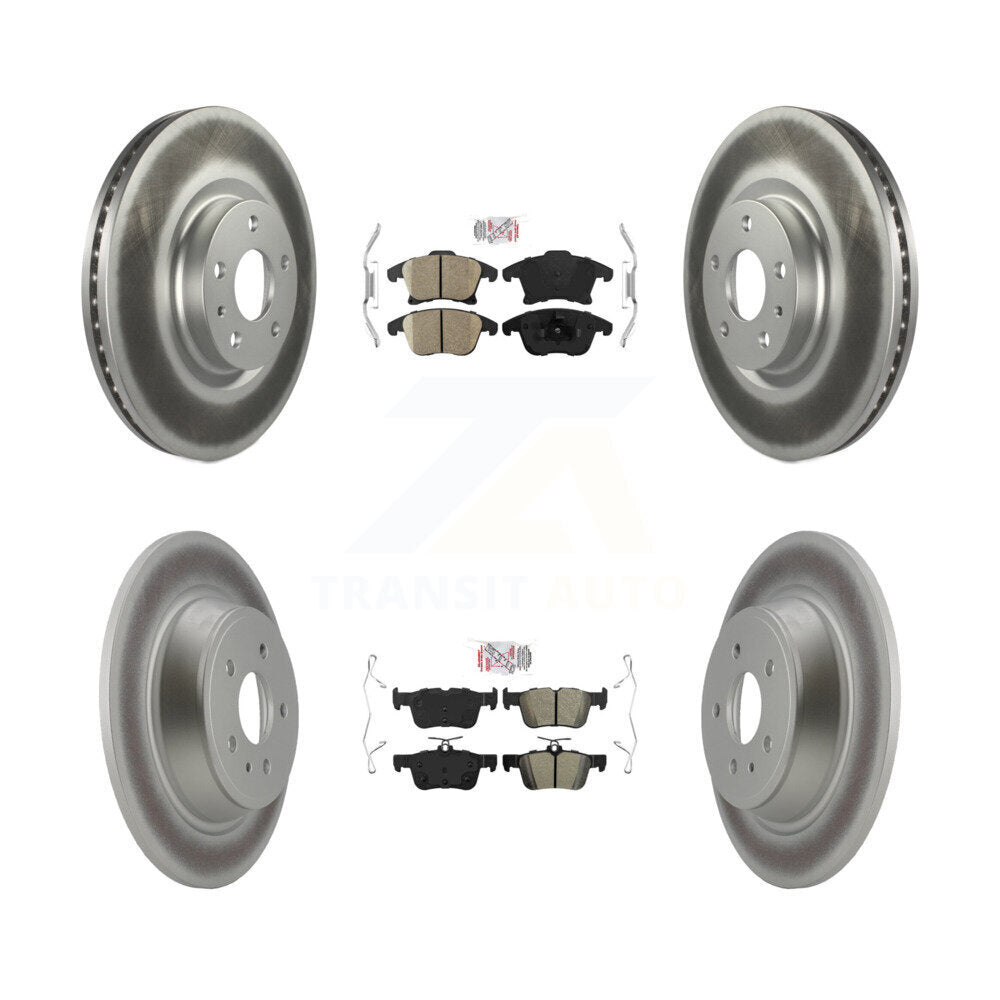 Front Ceramic Rear Semi-Metallic Pad & Coated Brake Rotor Kit For Ford Fusion Lincoln MKZ KGA-102525