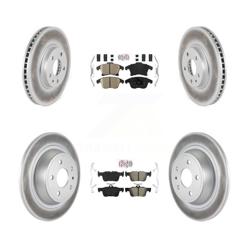 Front Ceramic Rear Semi-Metallic Pad & Coated Brake Rotor Kit For Ford Fusion Lincoln MKZ KGA-102526
