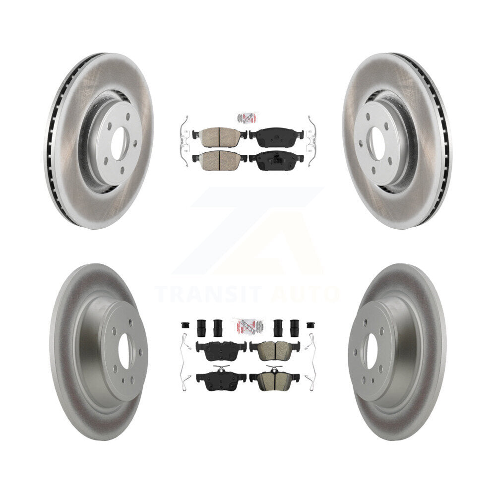 Front Ceramic Rear Semi-Metallic Pads And Coated Disc Brake Rotors Kit For Lincoln MKC KGA-102528