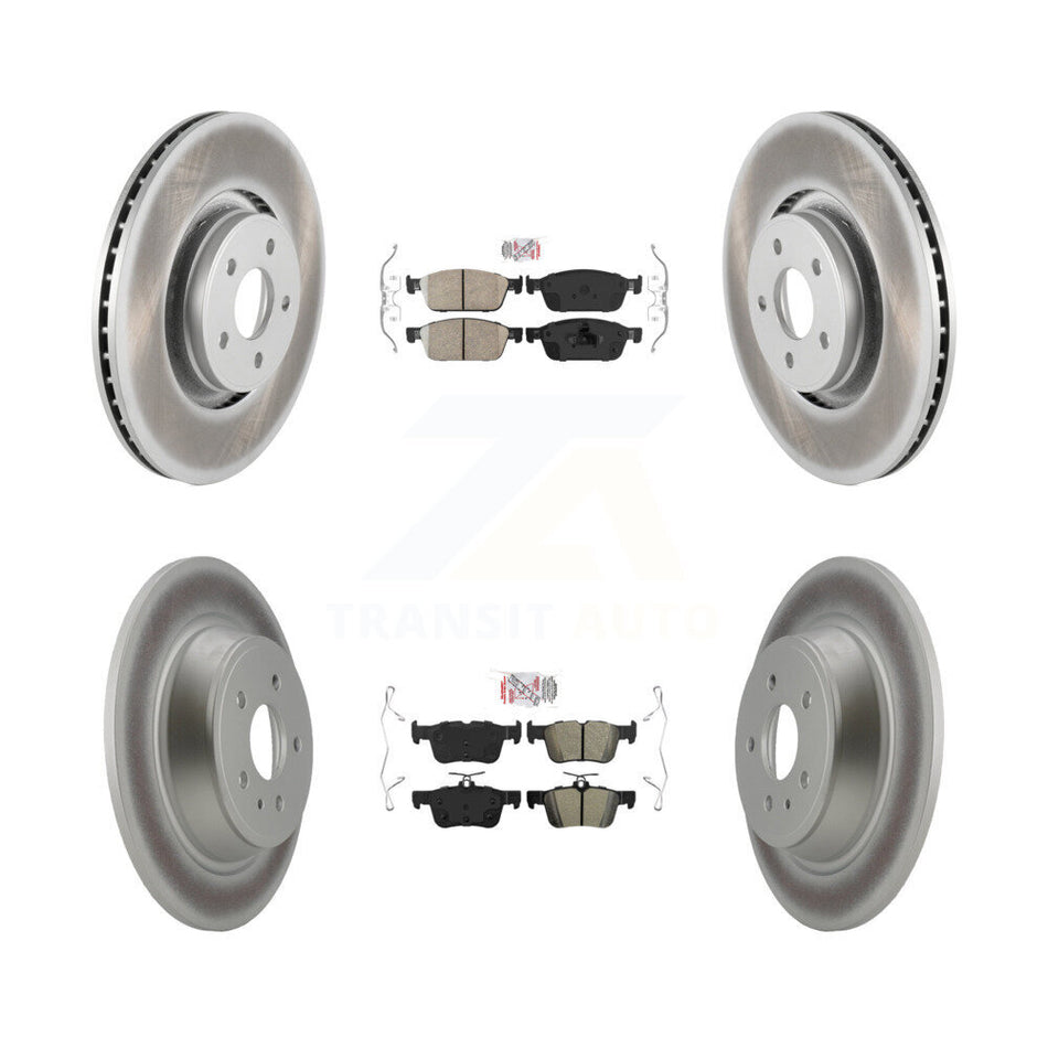 Front Ceramic Rear Semi-Metallic Pads And Coated Disc Brake Rotors Kit For Lincoln MKC KGA-102529